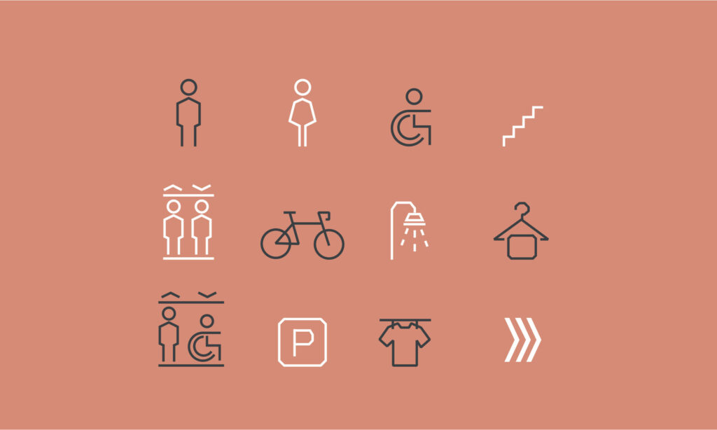 Spectrum wayfinding pictograms designed by Designworks