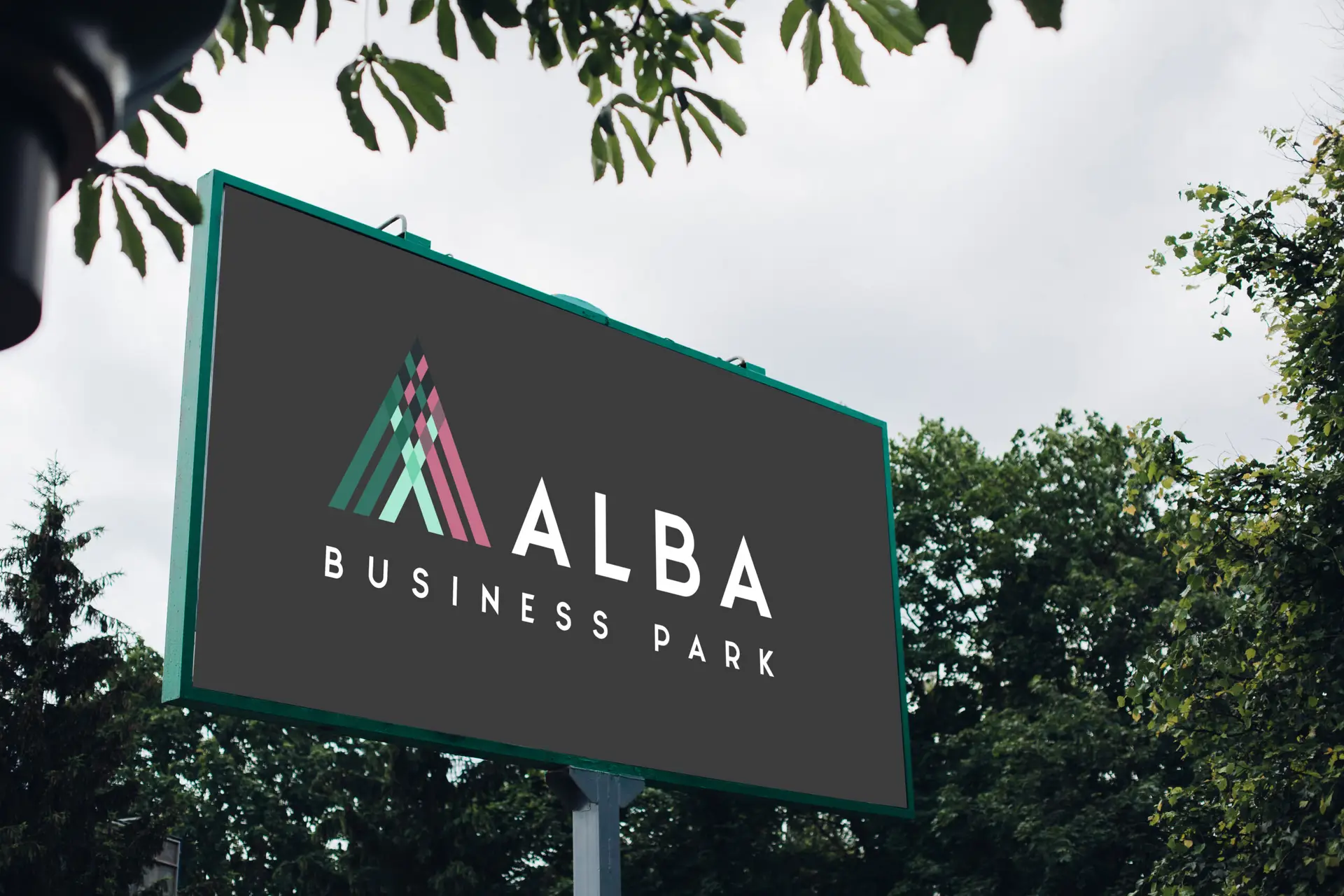 Alba Business Park entrance sign designed by Designworks