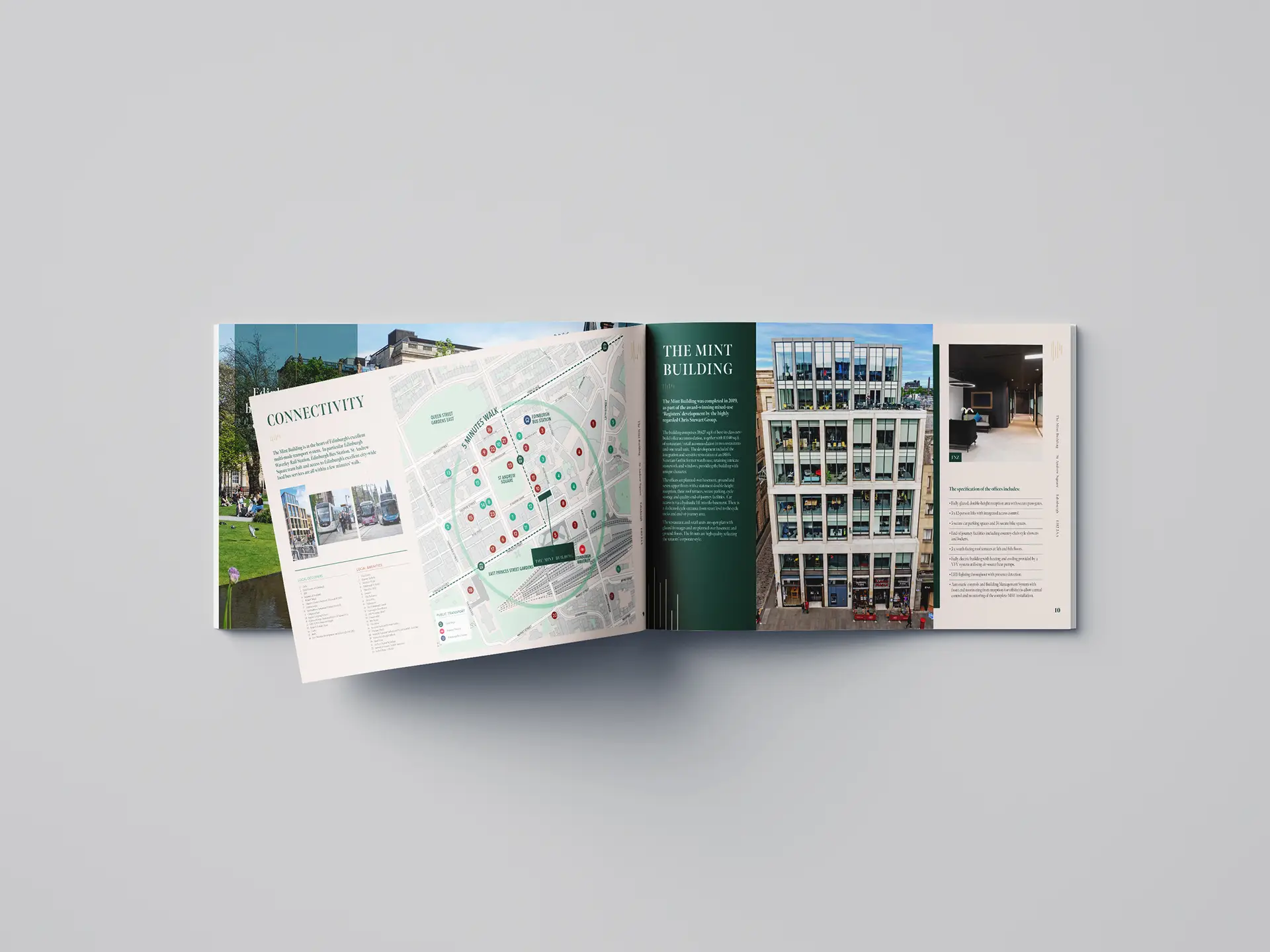 Property brochure design for The Mint Building: brochure spread by Designworks